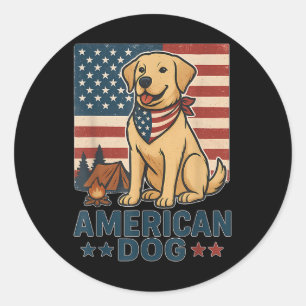 American Cute Dog Patriotic Dog Usa Flag 4th Of Ju Classic Round Sticker