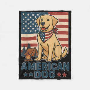 American Cute Dog Patriotic Dog Usa Flag 4th Of Ju Fleece Blanket