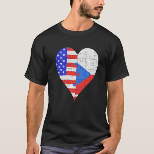American Czech Flag Heart T-Shirt