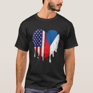 American Czech Heritage Month Czechia Flag Heart T-Shirt