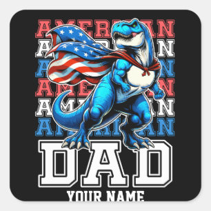 American Dad 4th of July Patriotic Personalised Square Sticker