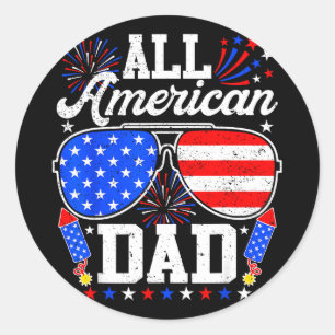 American dad 4th of july sunglasses family classic round sticker