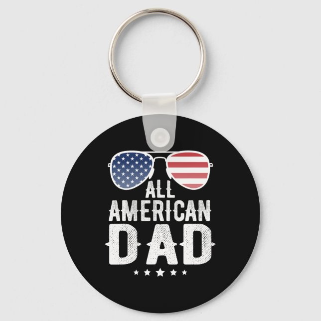 American Dad 4th Of July Us Patriotic Pride  Key Ring (Front)