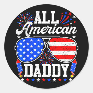American daddy 4th of july sunglasses family classic round sticker