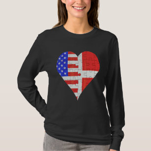 American Danish Flag Heart T-Shirt