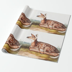 American Deer (Cervus Virginianus) Illustration Wrapping Paper