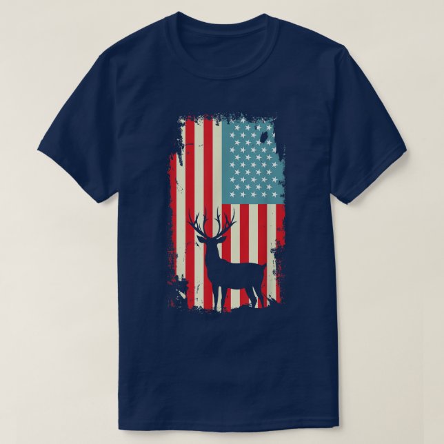 American Deer Hunter Patriotic T Shirt For men Wom (Design Front)