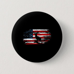 American Deer Hunter Patriotic Vintage Us Flag Hun 6 Cm Round Badge