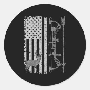 American Deer Hunting Bow Hunter Flag Accessories  Classic Round Sticker
