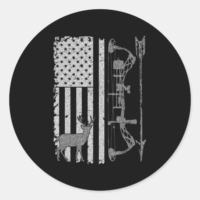 American Deer Hunting Bow Hunter Flag Accessories  Classic Round Sticker (Front)