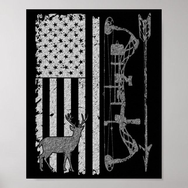 American Deer Hunting Bow Hunter Flag Accessories  Poster (Front)