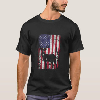 American Deer Hunting Patriotic Hunter USA Flag Bu T-Shirt