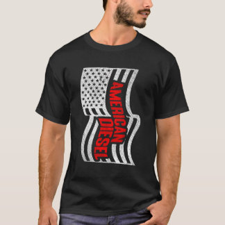 American Diesel Flag And Patriotic Coal Roller T-Shirt