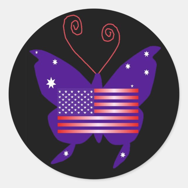 American Diva Butterfly Classic Round Sticker (Front)