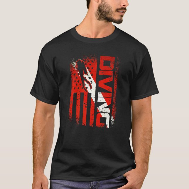 American Diver Down Flag Us Flag Dive T-Shirt (Front)