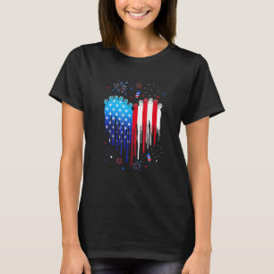 American Dog Cat Usa Flag Distressed 4th Of July T-Shirt