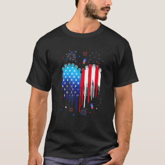 American Dog Cat Usa Flag Distressed 4th Of July T-Shirt