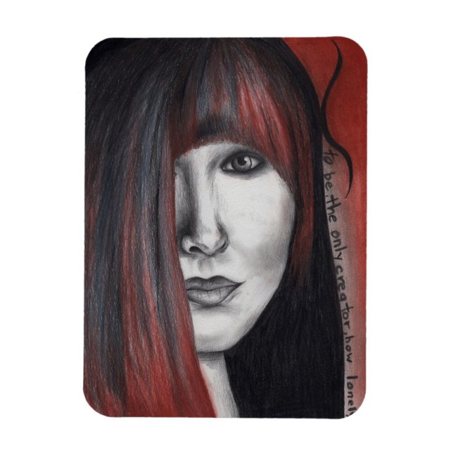 American Doll Woman Portrait Original Art Drawing Magnet (Vertical)