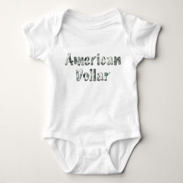 American Dollar Money Typography – Cute Baby Bodysuit (Front)