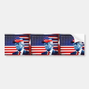 American Donald Trump 2024 Flag Bumper Sticker
