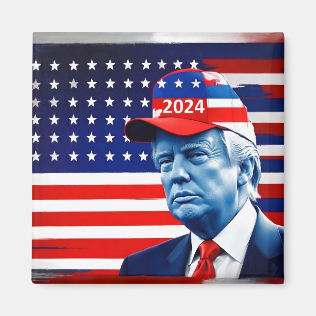 American Donald Trump 2024 Flag Magnet (Front)