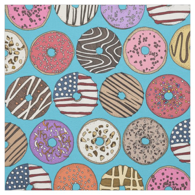 american doughnuts blue fabric (Swatch)