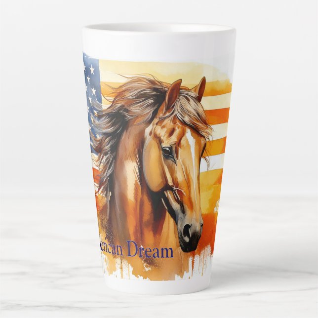 American Dream Patriotic Horse Latte Mug (Front)