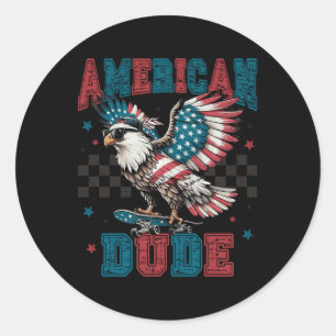 American Dude Patriotic Eagle 4th Of July Independ Classic Round Sticker