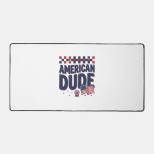 American Dude Patriotic Vintage Shirt Design_1 Desk Mat