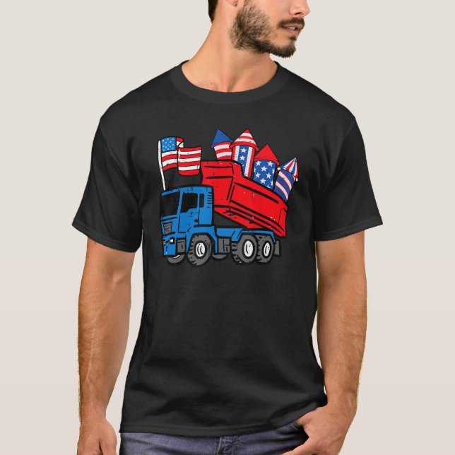 American Dump Truck 4th Of July Fourth Toddler Boy T-Shirt (Front)