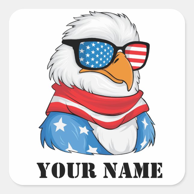 American Eagle 4th of July Square Sticker (Front)