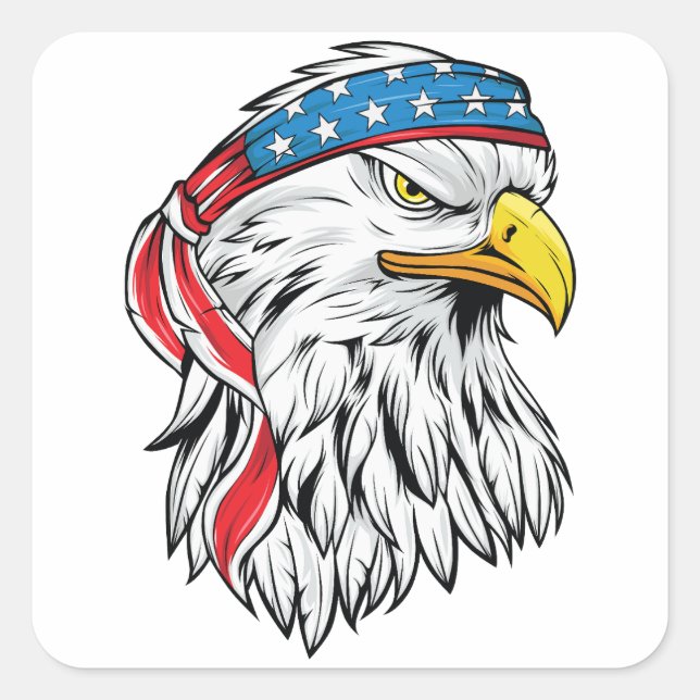 American eagle 4th of july square sticker (Front)