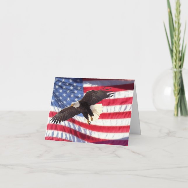 American Eagle and Flag Note Card (Front)