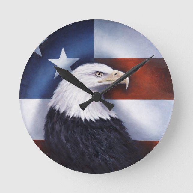 American Eagle and Flag Round Clock (Front)