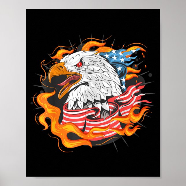 American Eagle Flag 4th July Independence Day 4th Poster (Front)
