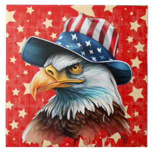 American Eagle Flag Ceramic Tile