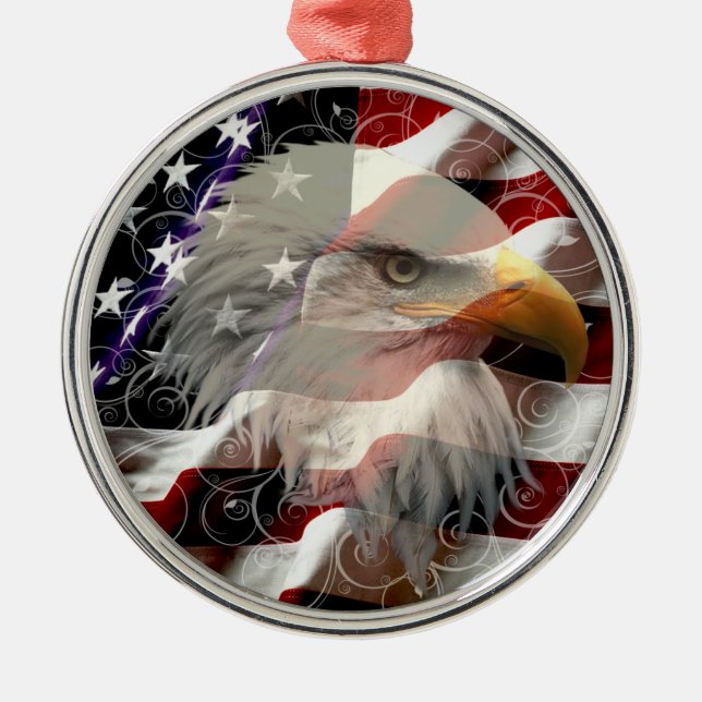 American Eagle Flag Round Ornament (Front)