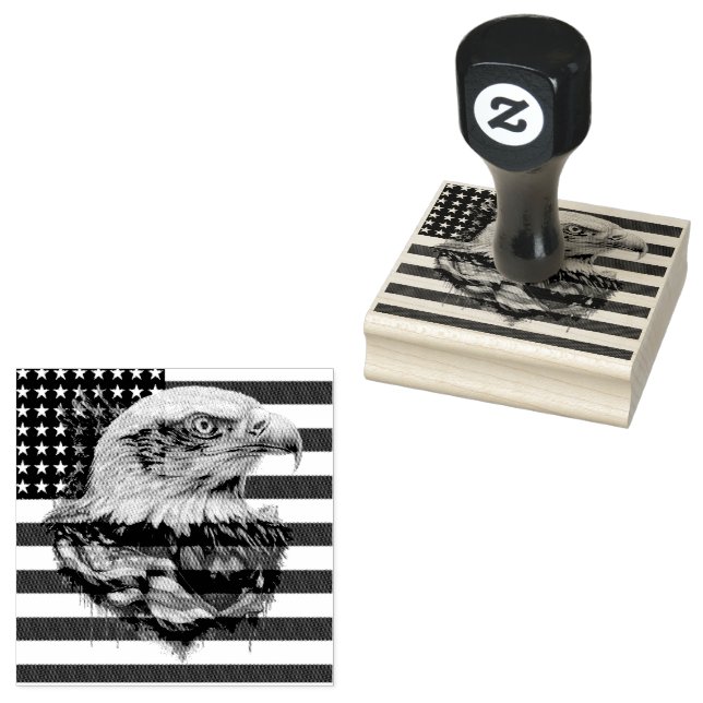 American Eagle Flag | Rubber Stamp (Stamped)