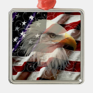American Eagle Flag Square Ornament