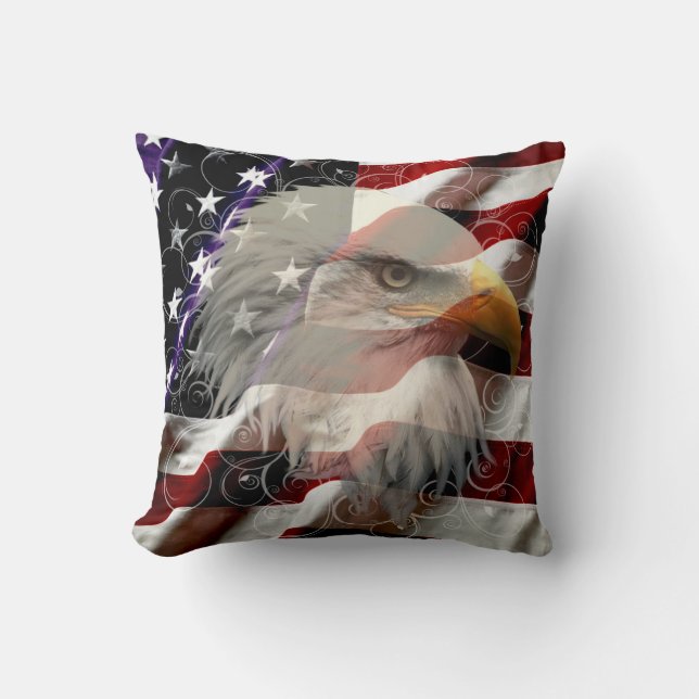 American Eagle Flag Throw Pillow (Front)