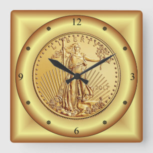 American Eagle Gold Coin ~ Lady Liberty ~ Square Wall Clock