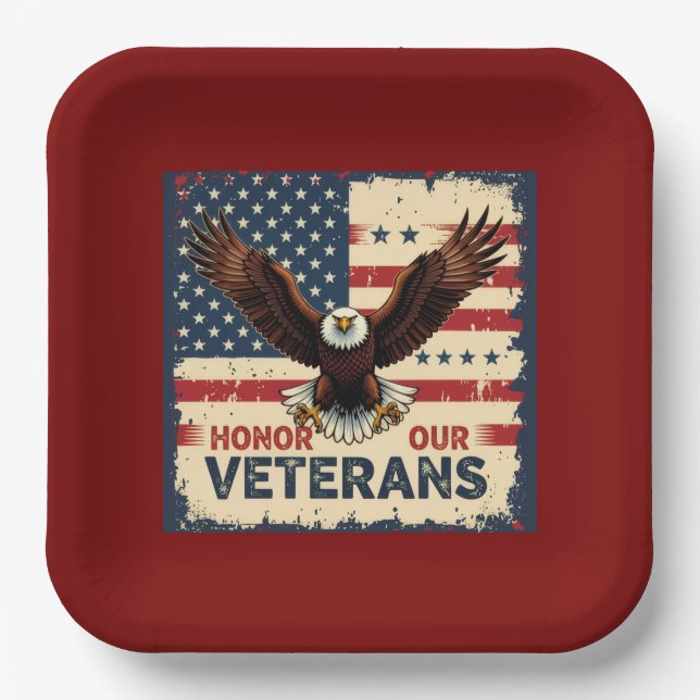 American Eagle Honor Our Veterans Paper Plates (Front)