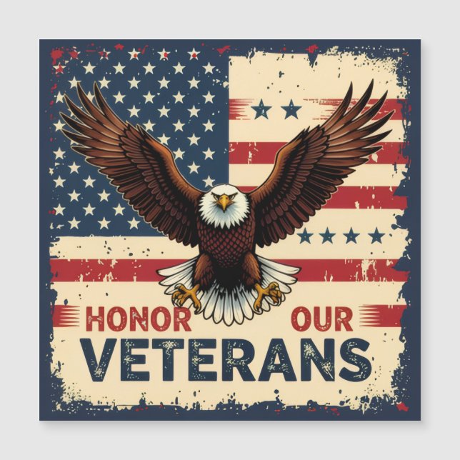 American Eagle Honor Our Veterans Square Magnet (Front)