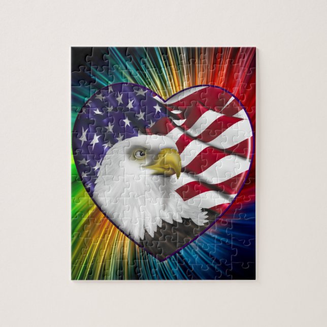 American Eagle n Flag Jigsaw Puzzle (Vertical)
