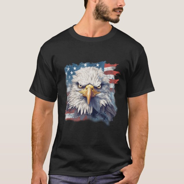 American Eagle on American flag T-Shirt (Front)