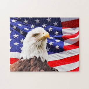 American Eagle on Flag Jigsaw Puzzle