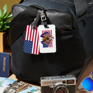 American Eagle on the American flag Luggage Tag