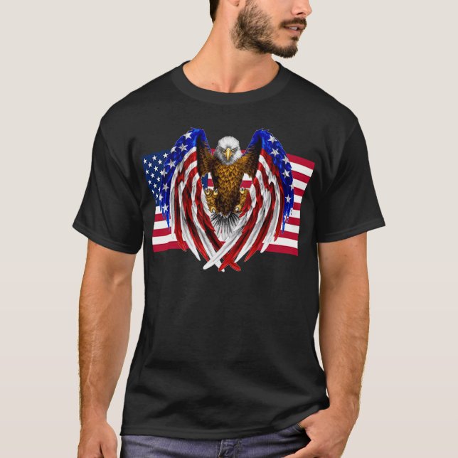 American Eagle on the American flag T-Shirt (Front)