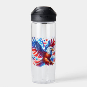 American Eagle Patriotic Design Red White Blue Water Bottle