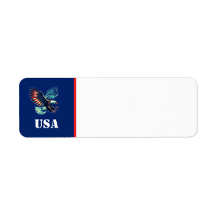 American Eagle Patriotic Flag Blue Return Address Label